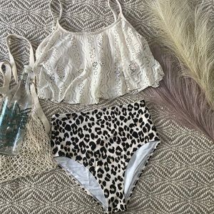 Leopard high-rise bikini bottom